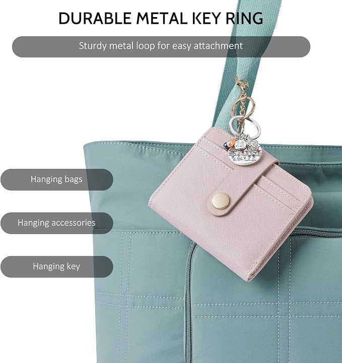 POIUGOYA Slim Wallet for Women,RFID Blocking Bifold Credit Card Holder with Zipper Coin Pocket,ID Window,Keychain - Image 6