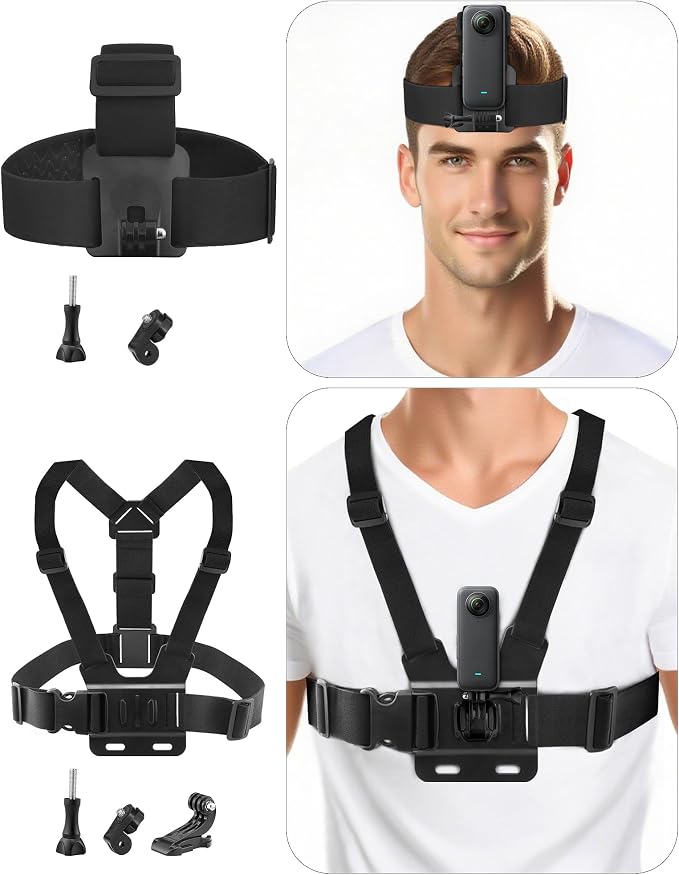 9-in-1 Chest & Head Mount Kit for GoPro, iPhone, DJI, Action Cam POV | Hands-Free POV Recording. Compatible with Samsung, Insta360, AKASO, SJCAM. Sturdy phone clamp & protective net included - Image 3