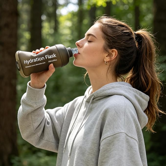 250ml Soft Flask, TPU Collapsible Soft Water Bottle for Hydration Pack, Running Vest, Leak-Proof Folding Water Bottle for Hiking Cycling Climbing Jogging- 1Pcs, Grey - Image 4