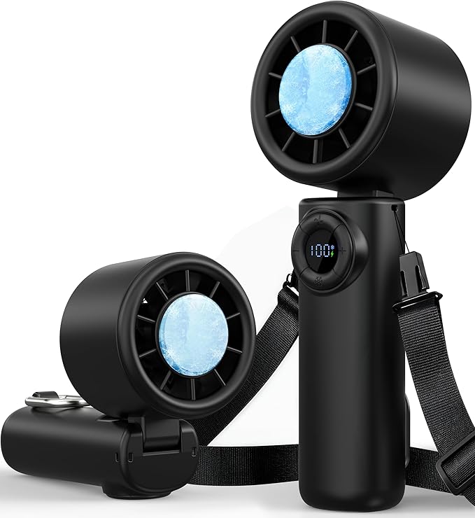 Portable Handheld Turbo Fan with Ice Cooling, 100 Levels Stepless Speed, 15H Long Battery Life, 10500RPM Turbo Fan Rechargeable Personal Mini Fan for Travel, Outdoor, Makeup by Unknown