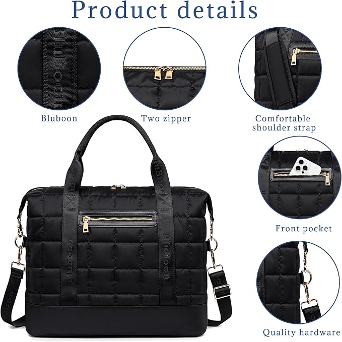 Bluboon Travel Tote Bags with Zipper Ladies Canvas Bag Weekender Overnight Bag for Women Carry on Duffel Bag Trolley Sleeve - Image 5