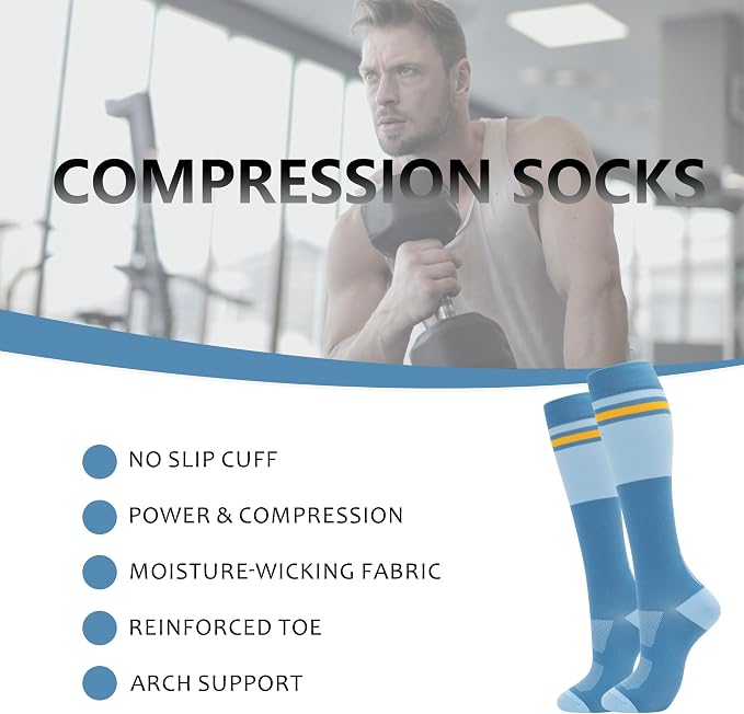 fenglaoda Compression Socks for Women Men Support Circulation 6 Pairs Socks For Nurse, Travel, Flight - Image 2