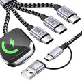 Travel Essentials with 3 Type-C/iWatch Charger, 5FT Multi Charging Cable | Cruise Essentials, USB C Splitter Multiple Phone Charger Cord for iWatch Ultra/SE/11-1, iPhone17-12, Android, Car More by MPATIBY
