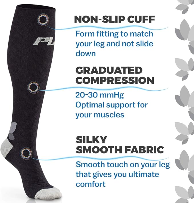 POWERLIX Compression Socks for Women & Men (Pair) for Neuropathy Swelling Pain Relief 20-30 mmHg Medical Knee-high Stockings - Image 3