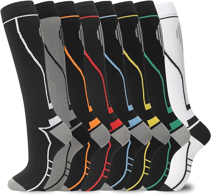 hello momoya Compression Socks for Women Men Circulation Knee High 8 Pairs for Nurses, Running, Travel, Athletic by HELLOMOMOYA