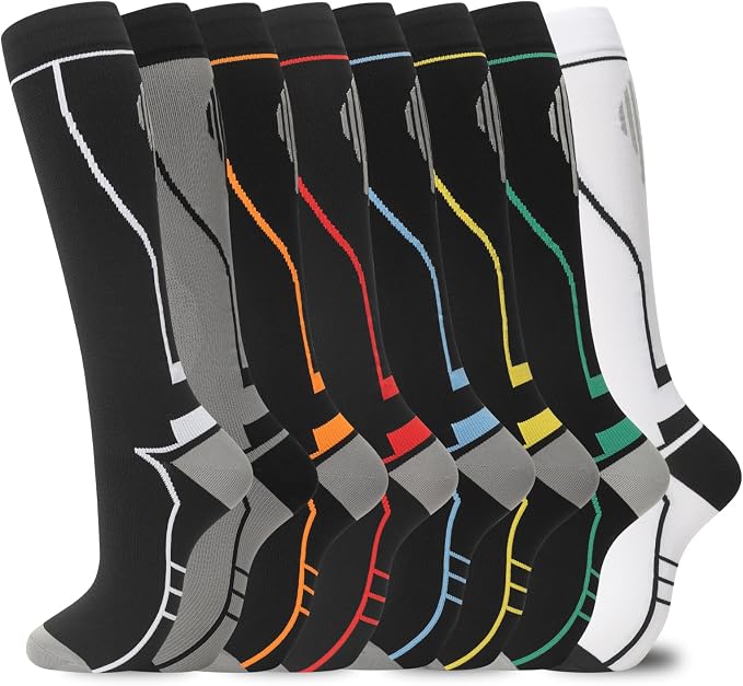 hello momoya Compression Socks for Women Men Circulation Knee High 8 Pairs for Nurses, Running, Travel, Athletic by HELLOMOMOYA