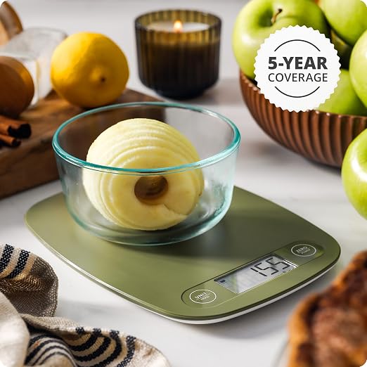 Greater Goods Food Scale, Slim & Compact Build, 1g Precision (Moss Green) | Digital Kitchen Scale for Cooking, Meal Prep & Portion Control, Tare, Auto Shut-Off, g/oz/lb/ml Conversion & Calorie Tracking - Image 9