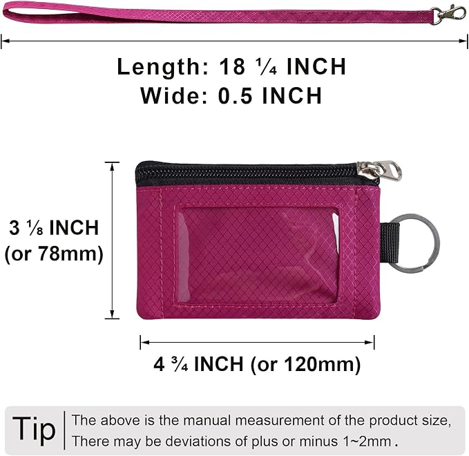 CHENSPRX Minimalist RFID Blocking Small Wallet with ID Window,WaterResistant Zip Id Case Wallet with Lanyard Keychain for Cards,Cash,Travel,Women,Men - Image 3