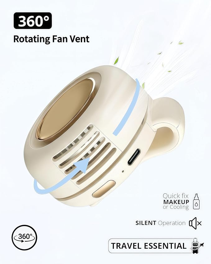 Portable Silent Mini Bladeless Fan, Clip On Fan for Shirt, 3 Speeds & Queit, Hands Free Waist Whirlwind Fans, USB Rechargeable, Suitable for Outdoor & Travel & Office (pink) - Image 3