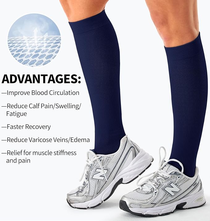 Compression Socks for Women & Men (3 pairs) - Best Support for Nurses, Running, Hiking, Recovery & Flight Socks - Image 6