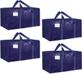 4 Pack-Extra Large Heavy Duty Moving Bags - Waterproof Storage Totes with Handles & Zippers, Foldable for College Dorm, Storage (Dark Blue) by Unknown