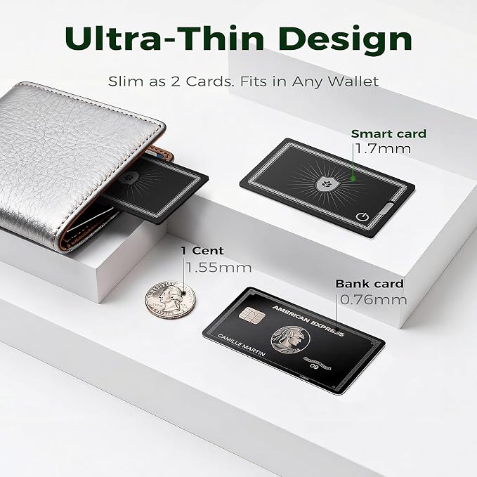 [2 Pack] 2026 New Wallet Tracker Card (iOS Only),Ultra Slim 0.07in,Rechargeable Bluetooth Tracker, IP68 Waterproof,Wireless Charging, Smart Location Finder for Keys, Wallet, Luggage Tags - Image 2