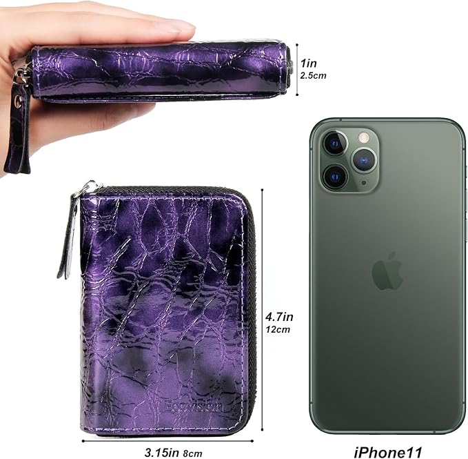 Credit Card Wallet, RFID Card Case Wallet, Zipper Card Cases Holder for Men Women, RFID Blocking, KeyChain Wallet, Compact Size Card Organizer Case for Women - Image 6
