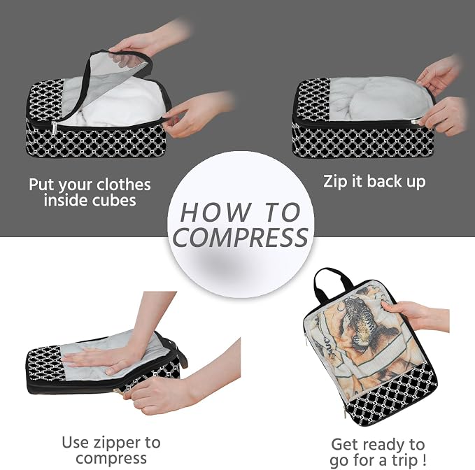 7 Pcs Compression Packing Cubes for Travel, Waterproof Suitcase Luggage Backpack Organizer with Toiletry Bag Travel Essentials for Women/Men-Plaid - Image 5