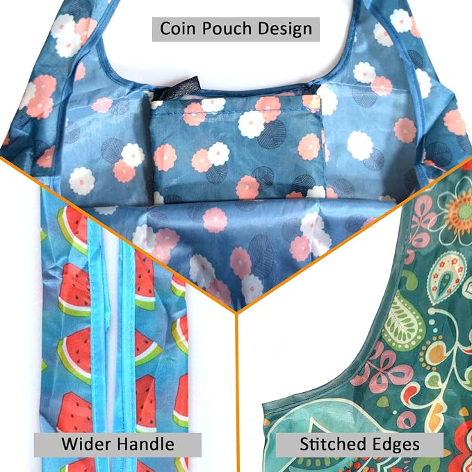 Tote Bag, 4 Pack 50Lbs Reusable Grocery Bags Gift For Women, Bulk Foldable Shopping Totes With Handles, Stylish Large Boho Tote Bags, Portable Market Cloth Storage Bags, Lightweight Heavy Duty - Image 5