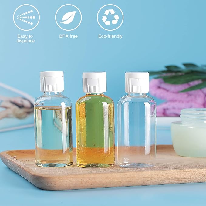 MMonDod 25 Pack 1.7oz/50ml Plastic Empty Bottles, Clear Travel Size Bottles | Travel containers with flip cap, squeezable refillable toiletry bottles for liquid use - Image 5