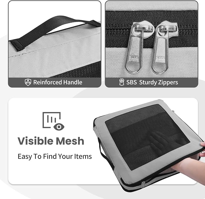 Compression Packing Cubes for Travel, Lightweight Vacation Travel Essentials, Travel Accessories for Suitcase Organizer Bags Set, Durable Luggage Organizer - Image 5