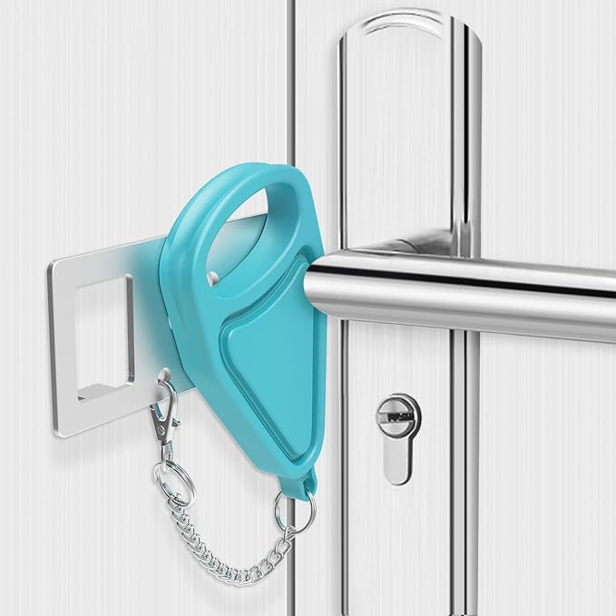 Sturdy Portable Door Lock Teal -2 Pack Door Locks for Additional Privacy and Safety in Hotel, Apartment,and Prevent Unauthorized Entry for Family Trip or Traveling Alone Home Dorms - Image 2