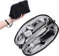 FYY Travel Cable Organizer - 8 Compartments, Lightweight, Water Repellent | With Wrist Strap, Portable Tech Pouch for Cord Charger, Travel and Business Trips Use, Soft Shell Nylon, Black (Large) by FYY