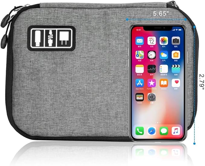 Travel Cable Organizer Bag Waterproof Portable Electronic Accessories Organizer for USB Cable Cord Phone Charger Headset Wire SD Card with 5pcs Cable Ties(Grey) - Image 5