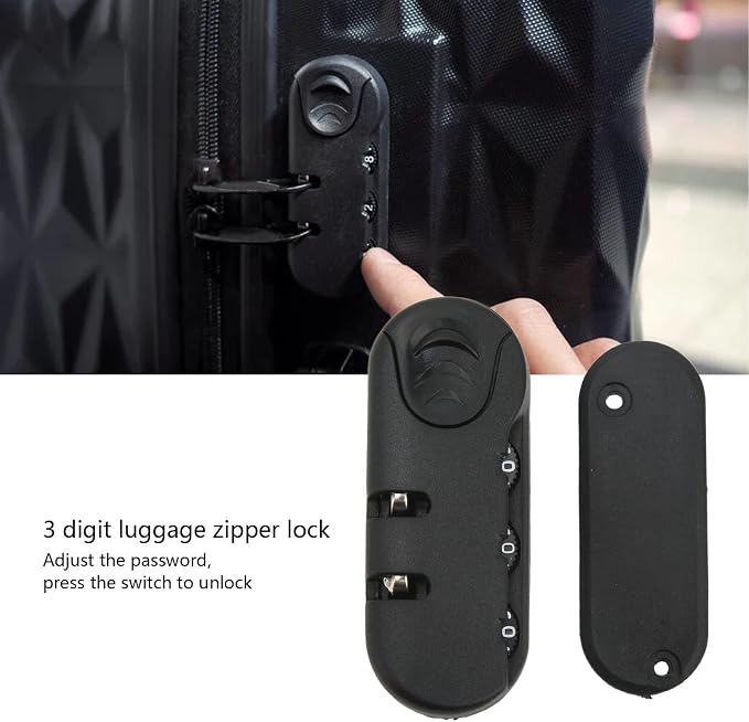 Zinc Alloy Luggage Lock - 3 Digit Suitcase Password Lock, Frosted Black Appearance for Travel - Image 4