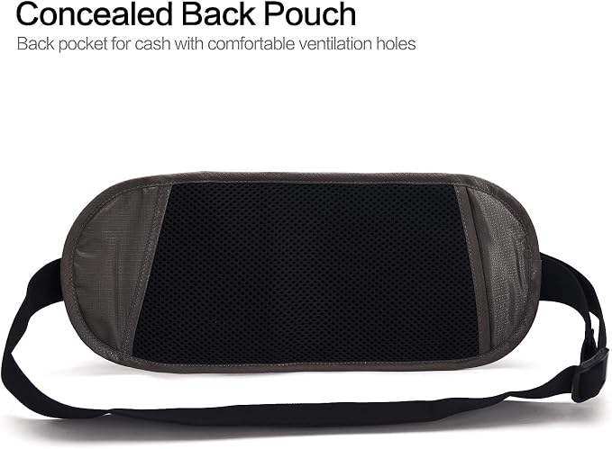 TRAVELSAFE Slim RFID Blocking Money Belt for Travel - Anti-Theft Hidden Passport Holder Waist Wallet with Secure Pouch for Cash, Credit Cards & Phone Safe (B-Dark Grey) - Image 5