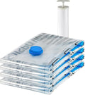 Amazon Basics Vacuum Storage Bags for Blankets, Vacuum Compression Space Saving Storage Bags with Hand Pump for Clothes Packing, X-Jumbo, 4-Pack by AmazonBasics