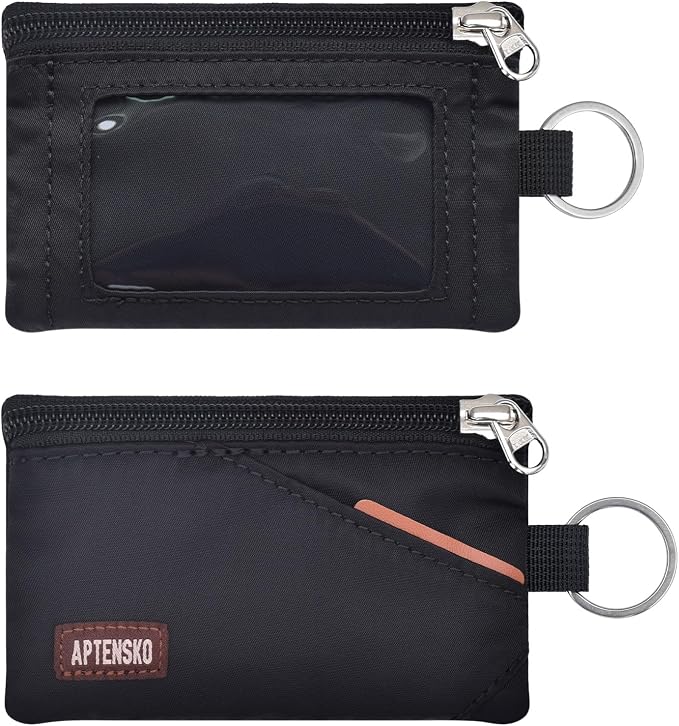 RFID Blocking Travel Wallet with Adjustable Lanyard, Small Nylon Zipper Pouch and Badge Holder for ID, Credit Cards, Cash, Keys, Commuters (Black) - Image 8
