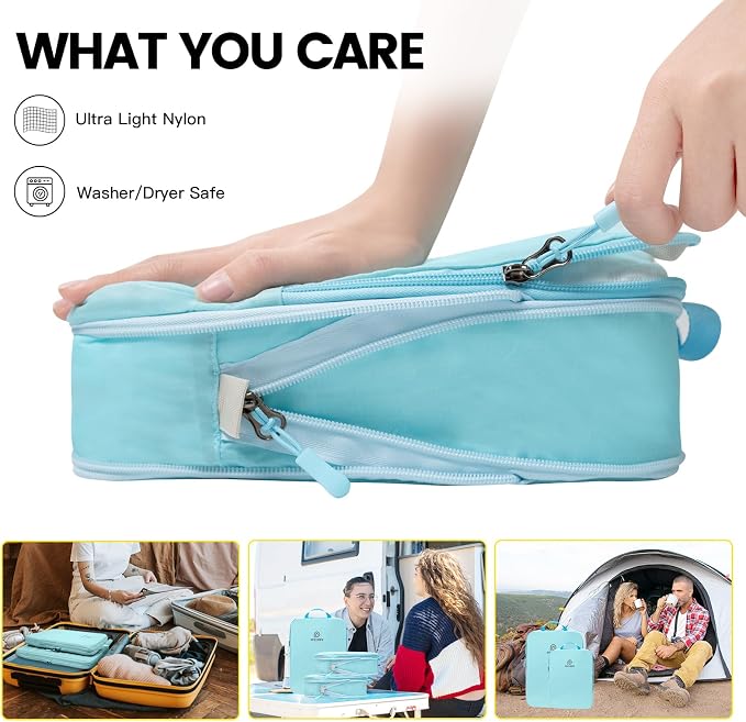 PFEYRPK Lightweight Compression Packing Cubes for Suitcases, Compressible Expandable Travel Packing Organizer with Clear Toiletries and Backpack Bag, Travel Essentials for Carry on Luggage 7 Set - Image 2