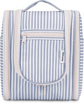 Narwey Small Striped Hanging Travel Toiletry Bag for Women, Travel Bag for Toiletries, Makeup Bag Organizer Cosmetic Bags Make Up Bags for Women (Greyish Blue Stripe) by Narwey