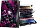 Metal Wallet,Credit Card Holder for Women Men,RFID Blocking Card Holder Wallet Mini Slim Aluminum Wallet ID Case Hard Card Case Business Card Holder Case,Flower Skull Crow by ACWDMKH