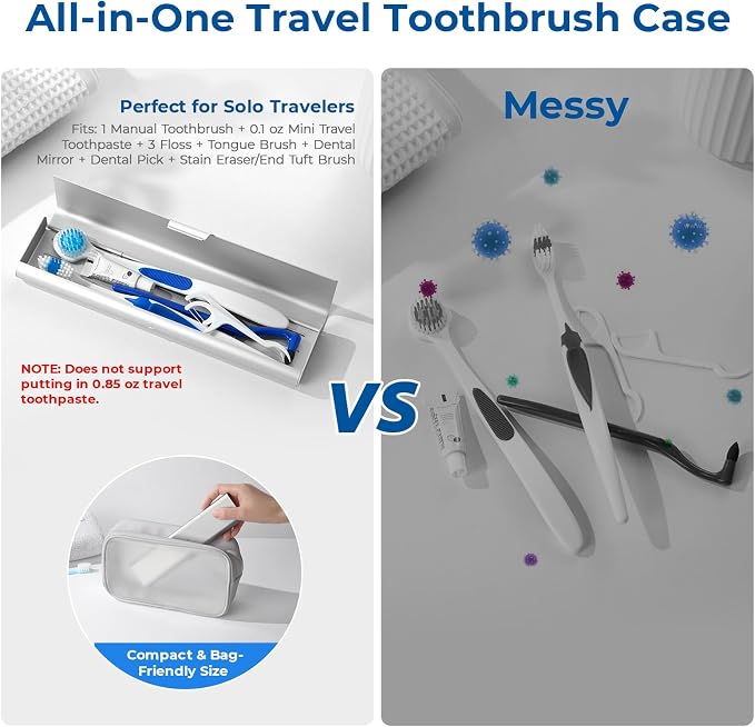 Wider Aluminum Toothbrush Travel Case, Portable Travel Toothbrush Holder, Durable Manual Toothbrush Box Container for Traveling, Bathroom, Camping, Business Trip-Not for 0.85oz Toothpaste - Image 3