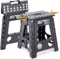Delxo 16 Inch Folding Step Stool,Foldable Step Stool for Adults Dark Grey | Step Stool with Safety Lock,Portable Collapsible Step Stool,Non-slip Folding Stools for Kitchen Bathroom Bedroom Garden 1PC by Delxo