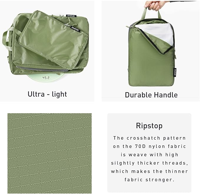 Bagail Ultralight Compression Cubes 7 Set - 3 Packing Cubes, 3 Organizers, and 1 Shoe Bag - Image 6