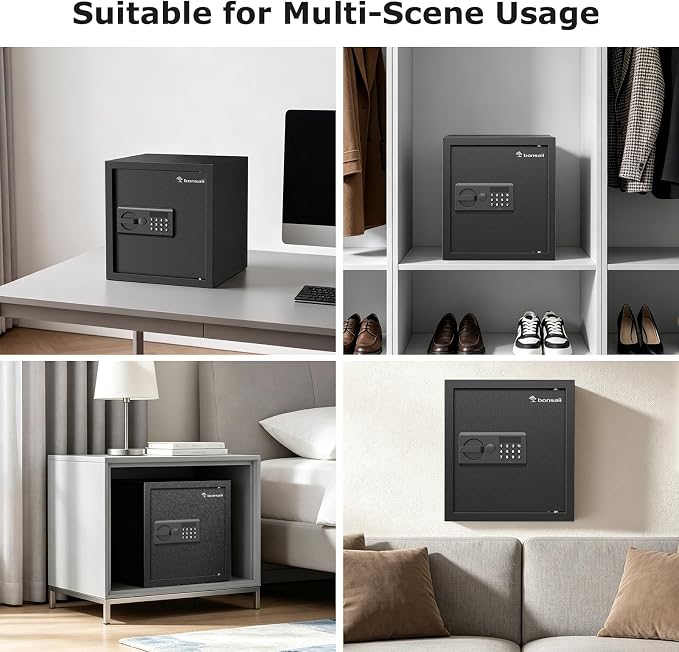 Bonsaii 1.2 Cu. Ft. Security Safe Box, Keypad Lock, Spare Keys & USB Port | Heavy-duty SPHC steel ensures high security for cash, jewelry, and documents. Features passcode, keys, USB Type-C - Image 6