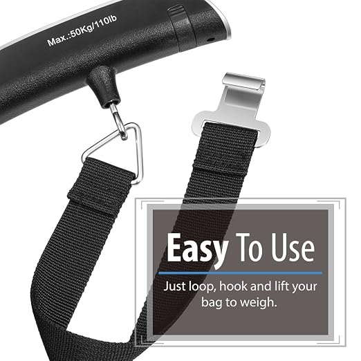 Fosmon Digital Luggage Scale, 110lbs Suitcase Baggage Scale, 2 Pack Silver | LCD Backlight Display, Temperature Sensor, Tare Function, Stainless Steel Durable Design, Hanging Suitcase Weight Scale - Image 7
