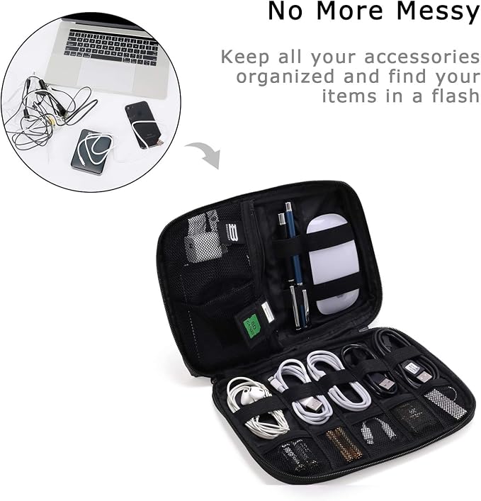 BAGSMART Travel Electronics Organizer, Phone SD Card, Men Women, Black | Travel Cord Organizer, For Travel Essentials, Cable Organizer for Phone & SD Card, For Men & Women - Image 2