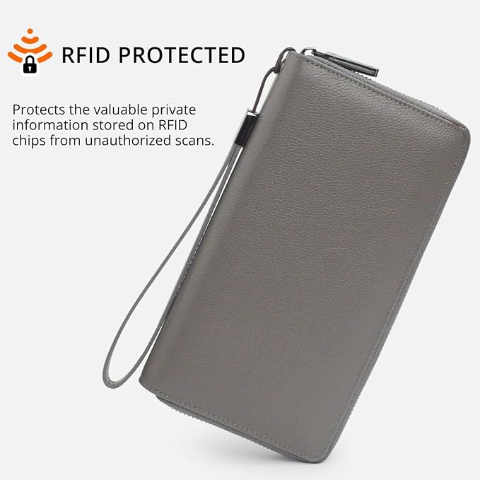Bveyzi Women RFID Blocking Wallet Leather Zip Around Phone Clutch Large Capacity Ladies Travel Purse Wristlet - Image 3