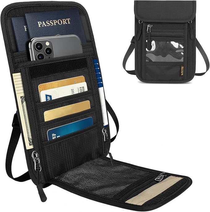 Travel Neck Wallet RFID Blocking – Hidden Passport Holder & Anti-Theft Money Pouch for Men & Women, Lightweight Concealed Undergarment Organizer with Adjustable Strap, Secure Document Holder - Image 8