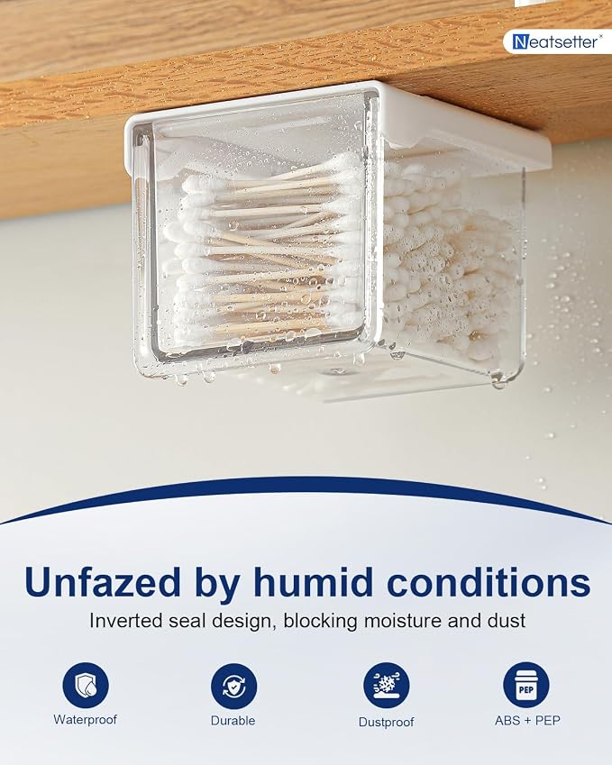 Hanging Cabinet Organizer – 33° Tilted Under Desk Drawer & Bathroom Storage – Self-Adhesive Clear Pull-Out Bins for Kitchen, Office & Vanity (Small) - Image 4