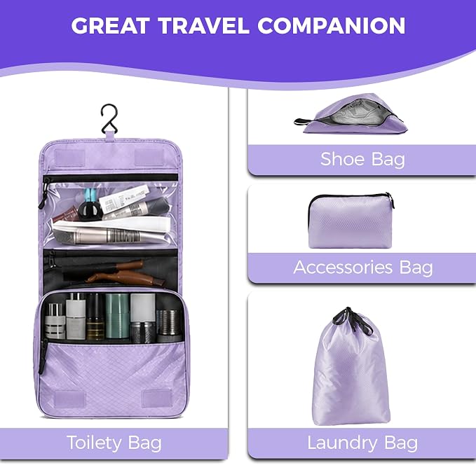 Compression Packing Cubes for Travel, 8-Piece Carry-On Suitcase Organizer | Elegant Ultralight Luggage Organizer Set for Women, Space Saving for Carry-On, Suitcase & Vacation Cruise Travel - Purple - Image 8