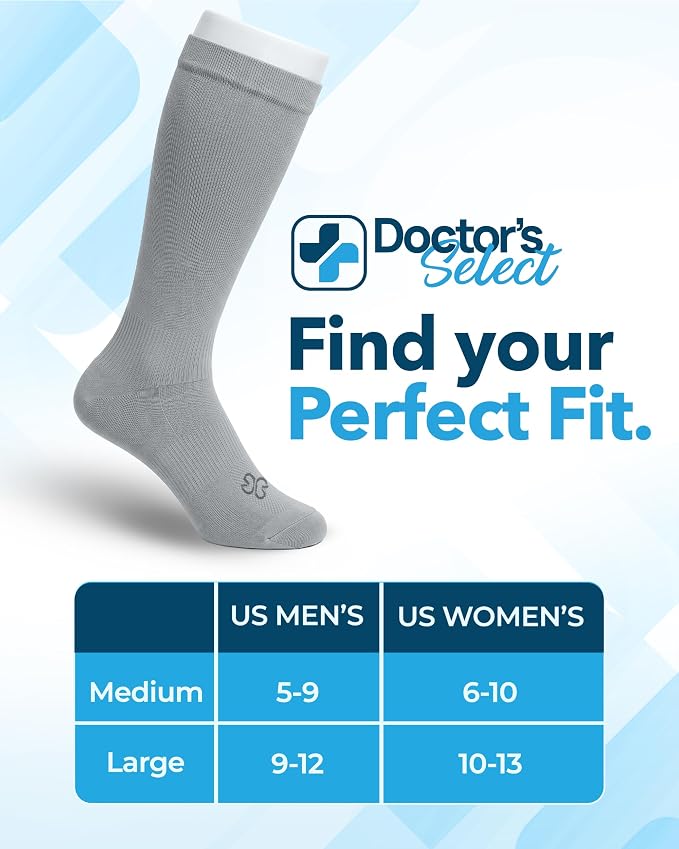 Doctor's Select® Bamboo Viscose Light Compression Socks for Women & Men - 3 Pairs, 8-15 mmHg Compression Socks, Knee High - Image 7