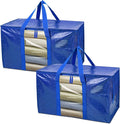 BALEINE 2-Pack Oversized Moving Bags with Reinforced Handles, Heavy-Duty Storage Tote Moving Supplies for Packaging, Camping (Blue w/Window, 2-Pack) by BALEINE