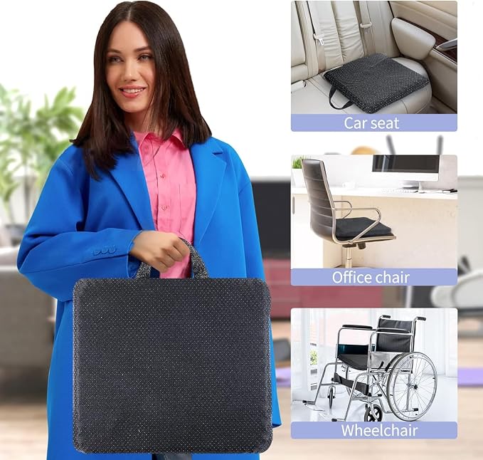 Gel Seat Cushion, for Long Sitting -Double Thick Gel Seat Cushion Breathable Honeycomb Chair Cushion with Non-Slip Cover for Office Chair Car, Wheelchair, Long Trips,Relief Sciatica Pain - Image 7