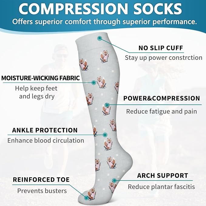 6 Pack Copper Compression Socks for Women and Men Circulation-Best Support for Medical,Running,Nursing,Athletic - Image 5
