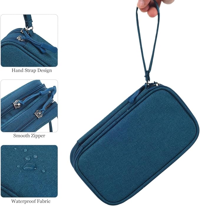 CAOODKDK Electronic Organizer Travel Cable Accessories Bag, Waterproof Electronic Organizer Case, Accessories Organizer Bag for Power Bank, Charging Cords, Chargers, USB Cable, Earphones (Dark Green) - Image 5