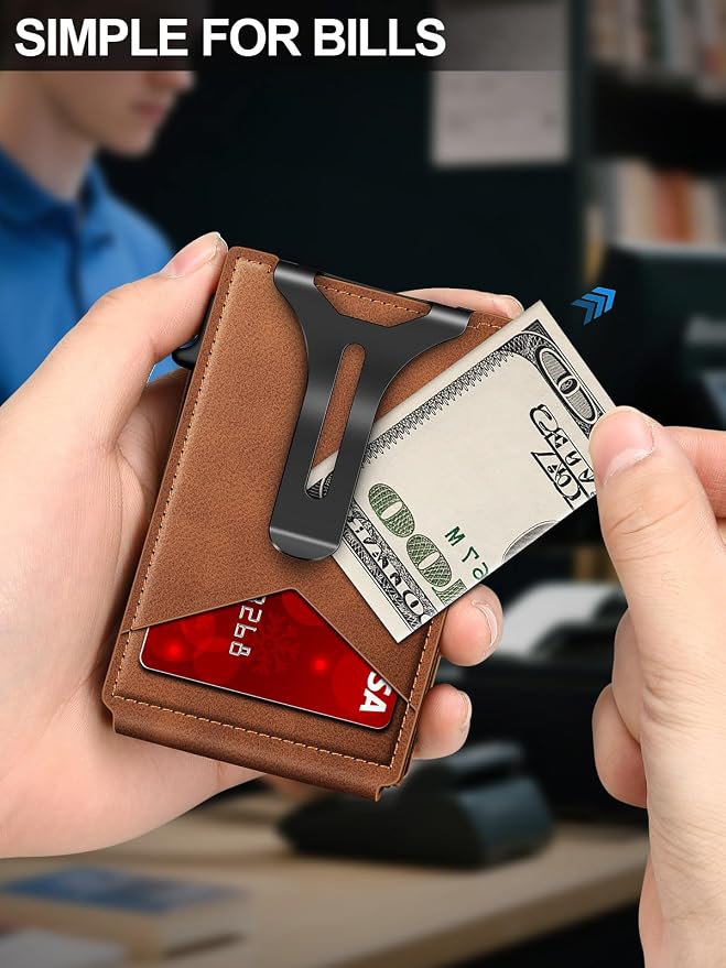 GHUKY Wallet for Men RFID Wallet with Money Clip, Slim Pop Up Card Holder for 10-12 Cards, Minimalist Smart Credit Card Case with ID Window, Bifold Metal Wallet for Front Pocket, Gifts for Men - Image 3