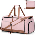Lekesky Foldable Travel Duffel Bag for Women, 80L Large Duffle Bag with Separate Shoes Compartments & Straps, Carry On Weekend Bag for Women, Hospital, Overnight(Pink) by LEKESKY