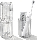 2-in-1 Toothbrush Travel Case with Rinse Cups | BPA-Free & Dustproof, Portable Toothbrush Holder, Toothbrush Case For Traveling Camping Dorm Business Trip Bathroom by UZDOTB