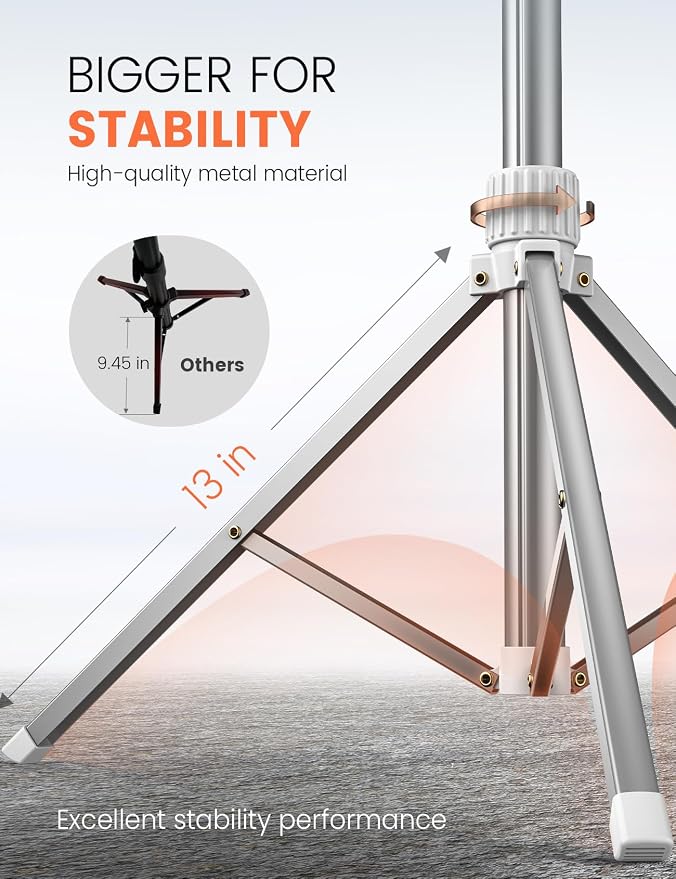 71'' Phone Tripod Stand, Extendable Reinforced Aluminum Phone Stand with Wireless Remote, Stable Cellphone Tripod Compatible with iPhone 14/13/12 Galaxy S23/S22 Huawei (White) - Image 3